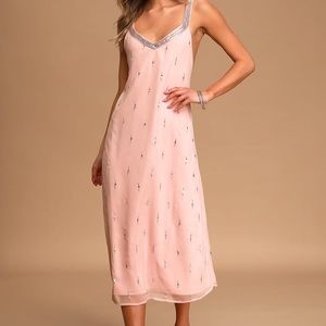 Pale Pink Sequin Midi Dress